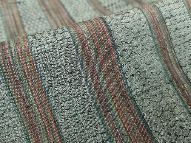 平和屋着物▽上質な紬 単衣 亀甲間道 正絹 逸品 DAAT9888az