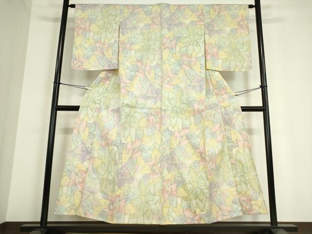 平和屋着物▽久留米絣 単衣 綿 絣花文 逸品 DAAQ3573az