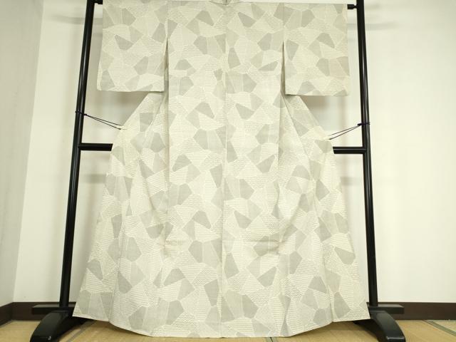 平和屋着物▽本塩沢 単衣 切嵌め文様 正絹 逸品 DAAT9902az