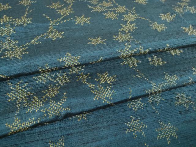 平和屋着物▽上質な紬　単衣　枝葉文　正絹　逸品　DAAT9917az