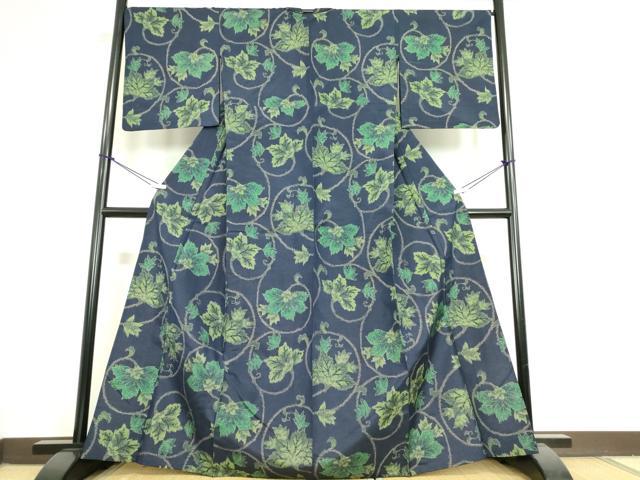 平和屋着物▽上質な紬　単衣　更紗花唐草文　正絹　逸品　DAAT9923az 平和屋着物□上質な紬 横段更紗花唐草文 正絹 逸品 CABF1114fb