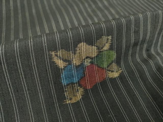 平和屋着物▽上質な紬　単衣　舞花文　黒地　正絹　逸品　DAAT9936az 平和屋着物▽上質な紬 単衣 舞花文 黒地 正絹 逸品 DAAT9936az 【公式