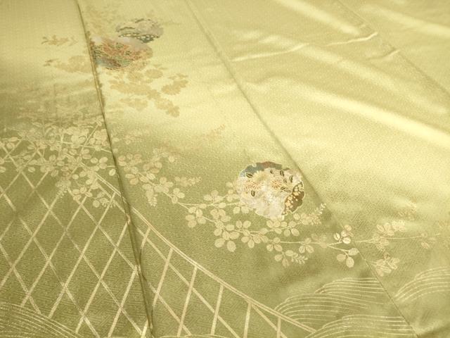 平和屋着物▽訪問着　単衣　雪輪花文　暈し染め　金彩　正絹　逸品　DAAT9949az_4
