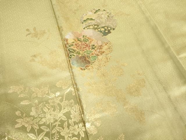 平和屋着物▽訪問着　単衣　雪輪花文　暈し染め　金彩　正絹　逸品　DAAT9949az_5