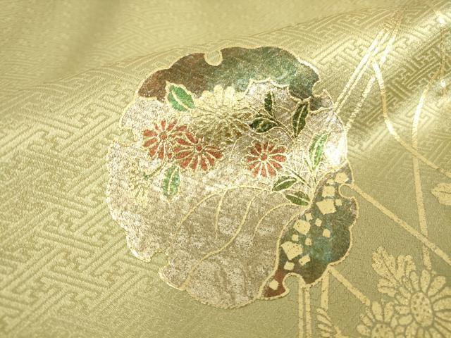 平和屋着物▽訪問着　単衣　雪輪花文　暈し染め　金彩　正絹　逸品　DAAT9949az_7