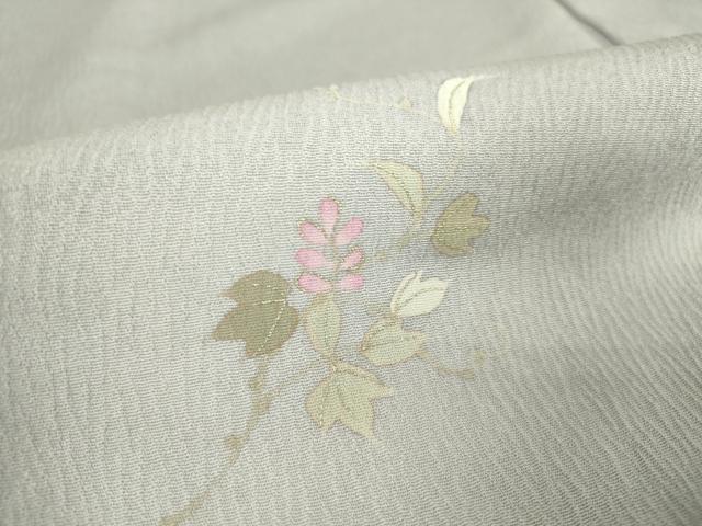 平和屋着物▽上質な小紋 単衣 草花文 蛍暈し 金彩 正絹 逸品