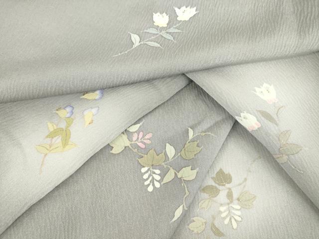 平和屋着物▽上質な小紋　単衣　草花文　蛍暈し　金彩　正絹　逸品　DAAT9951az