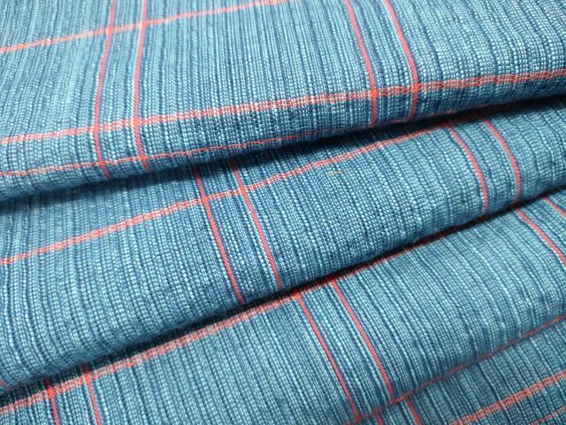 平和屋着物∴夏物　阿波しじら織　浴衣　格子　綿　逸品　DAAU0486cd