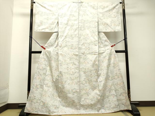 平和屋着物○本場大島紬 白大島 流水文 正絹 逸品 AABA4634ck