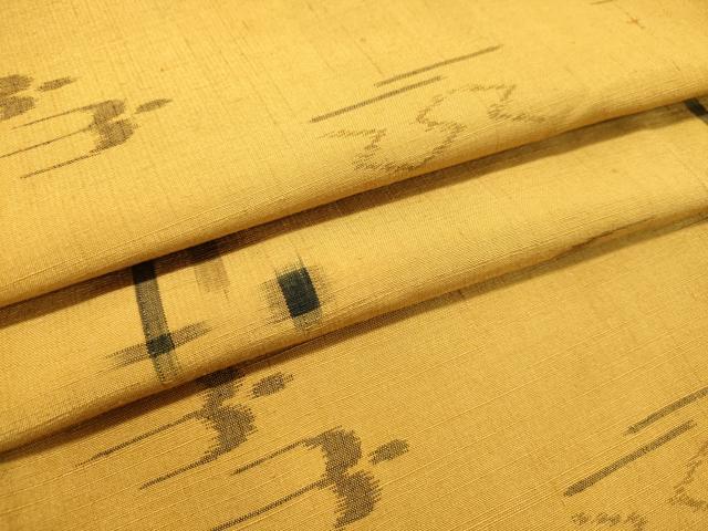 平和屋着物●本場琉球絣　紬　玉蜀黍色　正絹　逸品　DAAU0553tw