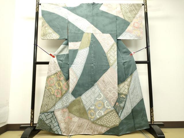 平和屋着物●訪問着　絞り　切嵌草花文　金彩　正絹　逸品　DAAU0571tw