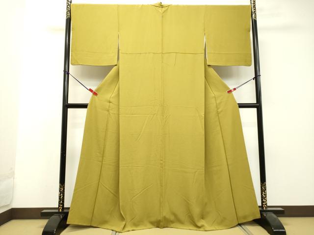 平和屋着物●上質な色無地　青朽葉色　正絹　逸品　DAAU0601tw 平和屋着物○上質な色無地 青朽葉色 正絹 逸品 DAAU0601tw