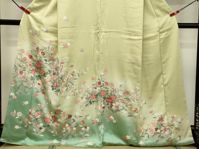 平和屋着物○訪問着 友禅 草花文 正絹 逸品 CAAT9326dy