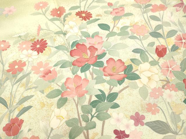 平和屋着物○訪問着 友禅 草花文 正絹 逸品 CAAT9326dy