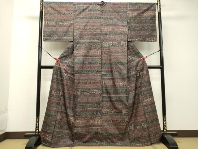 平和屋着物＊夏物 本場大島紬 夏大島 9マルキ 麻の葉文様 正絹 逸品