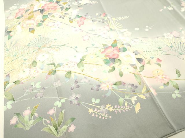 平和屋着物●訪問着　友禅　作家物　枝花文　暈し染め　正絹　逸品　AABD6235cs 平和屋着物○訪問着 友禅 作家物 枝花文 暈し染め 正絹