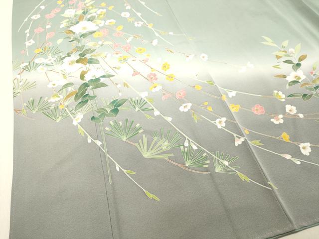 平和屋着物▽訪問着 手描き 草花文 暈し染め 正絹 逸品 CAAQ9461th