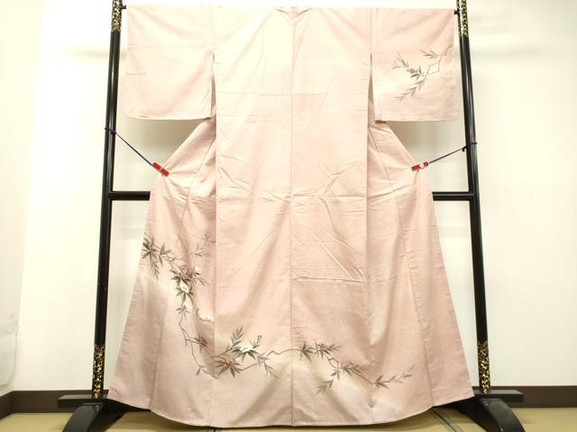 平和屋着物●訪問着　紬地　手描き　樹林文　正絹　逸品　DAAV3319du 平和屋着物○訪問着 紬地 手描き 樹林文 正絹 逸品 DAAV3319du