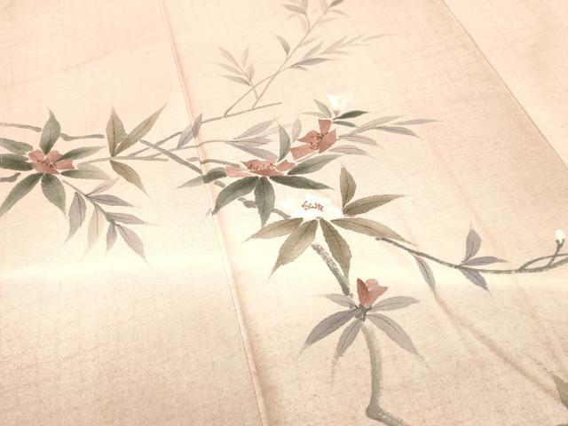 平和屋着物○小林文次郎 訪問着 紬地 型染め 飛鶴宝尽くし花
