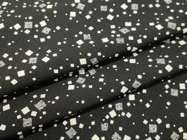 平和屋着物●上質な小紋　箔散らし文　黒地　鬼しぼ縮緬　正絹　逸品　DAAU0654tw