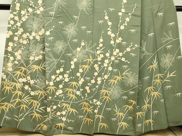 平和屋着物○訪問着 駒刺繍 松竹梅 金彩 正絹 逸品 DAAU0673tw 付け下げ
