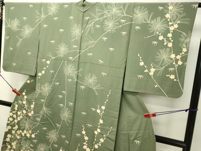 平和屋着物○訪問着 駒刺繍 松竹梅 金彩 正絹 逸品 DAAU0673tw 付け下げ