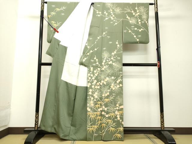 平和屋着物○訪問着 駒刺繍 松竹梅 金彩 正絹 逸品 DAAU0673tw 付け下げ