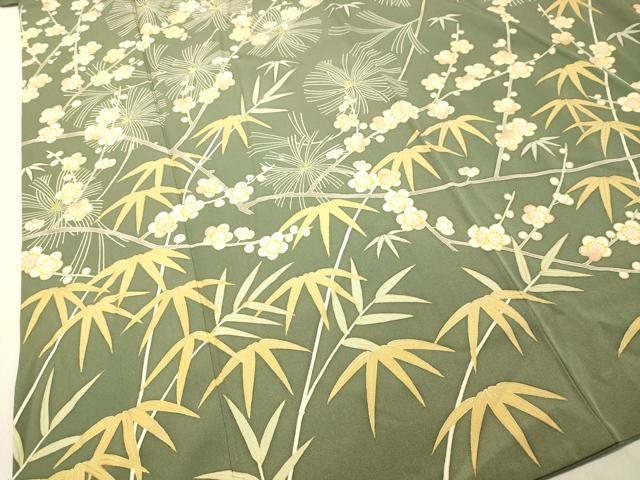 平和屋着物○訪問着 駒刺繍 松竹梅 金彩 正絹 逸品 DAAU0673tw 付け下げ