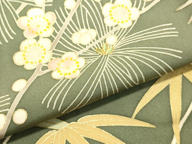 平和屋着物○訪問着 駒刺繍 松竹梅 金彩 正絹 逸品 DAAU0673tw 付け下げ