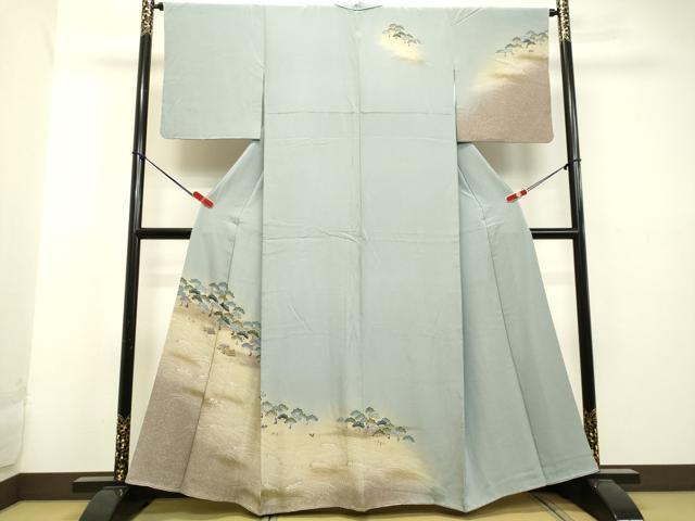 平和屋着物●訪問着　立波風景笠松文　暈し染め　金彩　正絹　逸品　DAAU0685tw