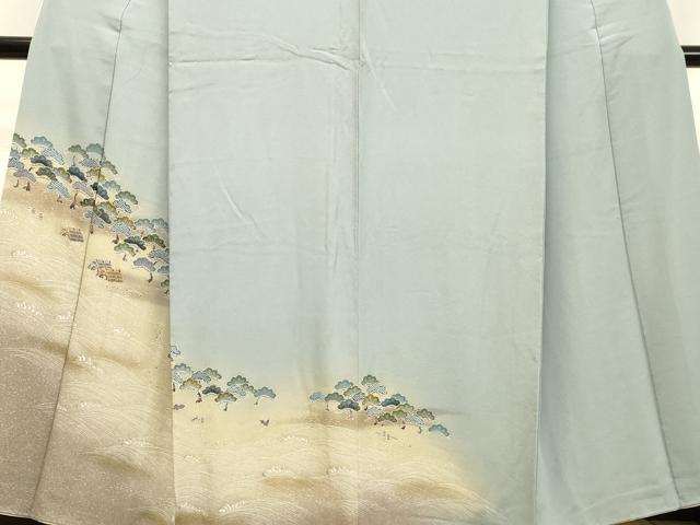 平和屋着物●訪問着　立波風景笠松文　暈し染め　金彩　正絹　逸品　DAAU0685tw