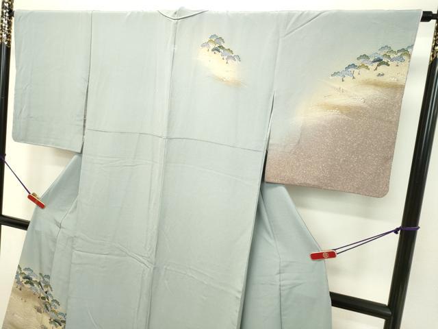 平和屋着物●訪問着　立波風景笠松文　暈し染め　金彩　正絹　逸品　DAAU0685tw