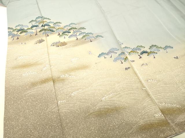平和屋着物●訪問着　立波風景笠松文　暈し染め　金彩　正絹　逸品　DAAU0685tw