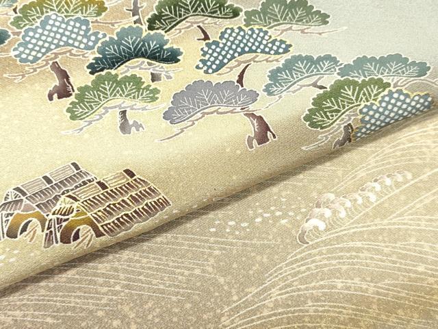 平和屋着物●訪問着　立波風景笠松文　暈し染め　金彩　正絹　逸品　DAAU0685tw