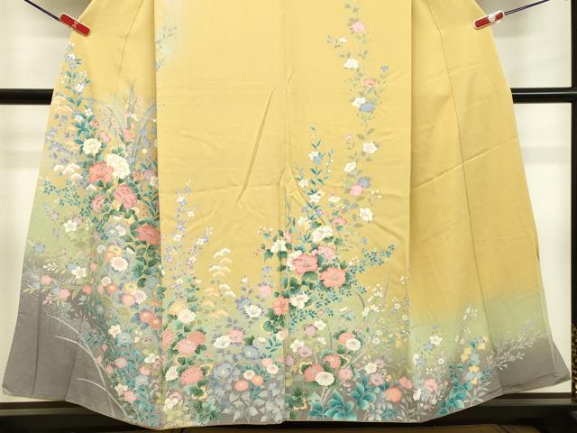 平和屋着物●訪問着　草花文　暈し染め　金彩　正絹　逸品　DAAU0694tw 平和屋着物○訪問着 草花文 暈し染め 金彩 正絹 逸品 DAAU0694tw