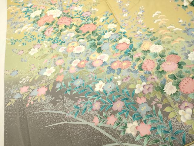 平和屋着物○訪問着 草花文 暈し染め 金彩 正絹 逸品 DAAU0694tw