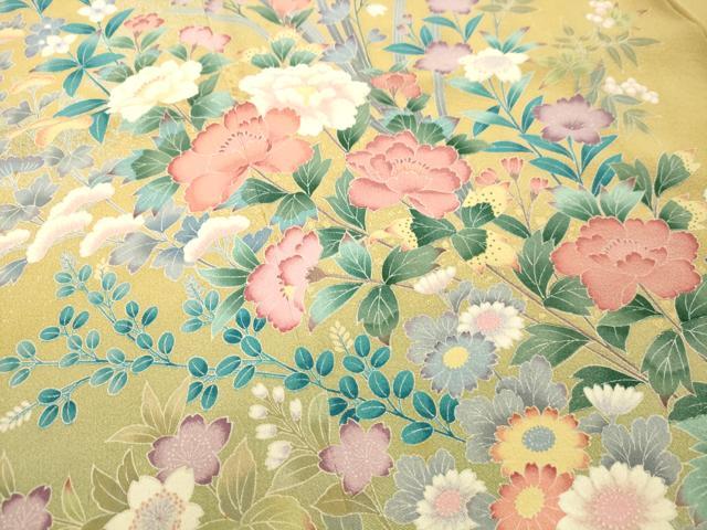 平和屋着物○訪問着 草花文 暈し染め 金彩 正絹 逸品 DAAU0694tw