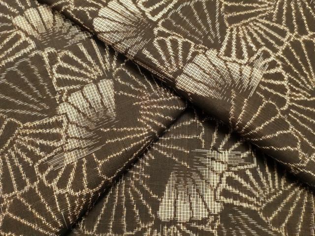 平和屋着物●本場大島紬　割り込み絣　舞扇文　正絹　逸品　DAAU0699tw