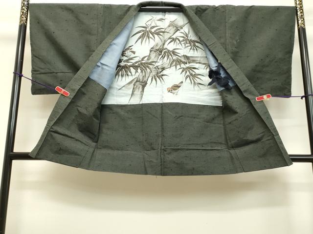 平和屋着物○男性 髭紬 アンサンブル 千歳茶色 正絹 逸品 DAAU0709tw