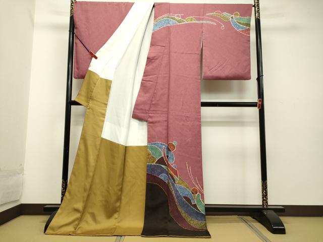 平和屋着物○中嶋博司 訪問着 抽象文様 金彩 ロング丈 正絹 逸品