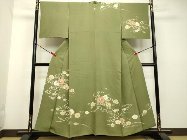 平和屋着物●訪問着　流水草花文　金銀彩　正絹　逸品　DAAU0714tw