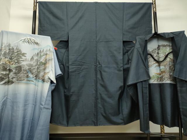 平和屋着物●男性　本場大島紬　アンサンブル　長襦袢（無双仕立て）セット　100亀甲　総詰め　正絹　逸品　DAAU0716tw