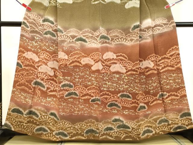 平和屋着物●訪問着　松文　金彩　鬼しぼ縮緬　正絹　逸品　DAAU0721tw 平和屋着物○訪問着 松文 金彩 鬼しぼ縮緬 正絹 逸品 DAAU0721tw