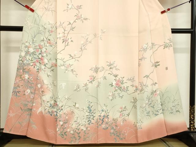 平和屋着物○上質な紬 更紗花唐草文 正絹 逸品 CAAU1676yc