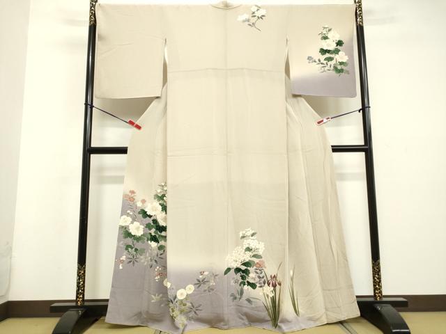 平和屋着物●訪問着　草花文　暈し染め　金彩　鬼しぼ縮緬　正絹　逸品　DAAU0729tw