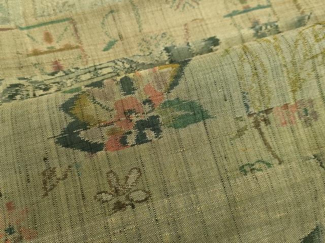 平和屋着物●小千谷紬　小千谷織物　百柄　横段花文　織り人・高橋シン作　証紙付き　正絹　逸品　DABA1472ps 平和屋着物○小千谷紬 百柄 横段花文 正絹 逸品 DAAU0739tw