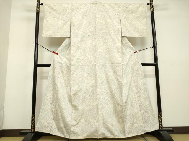 平和屋着物●結城紬　80亀甲　風景草葉文　正絹　逸品　DAAU0742tw 平和屋着物○結城紬 80亀甲 風景草葉文 正絹 逸品 DAAU0742tw