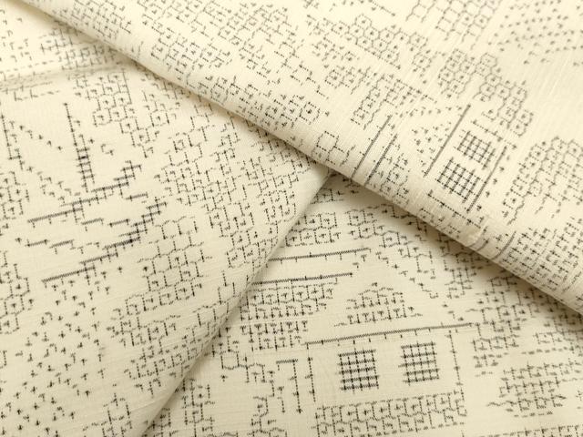 平和屋着物●結城紬　80亀甲　風景草葉文　正絹　逸品　DAAU0742tw