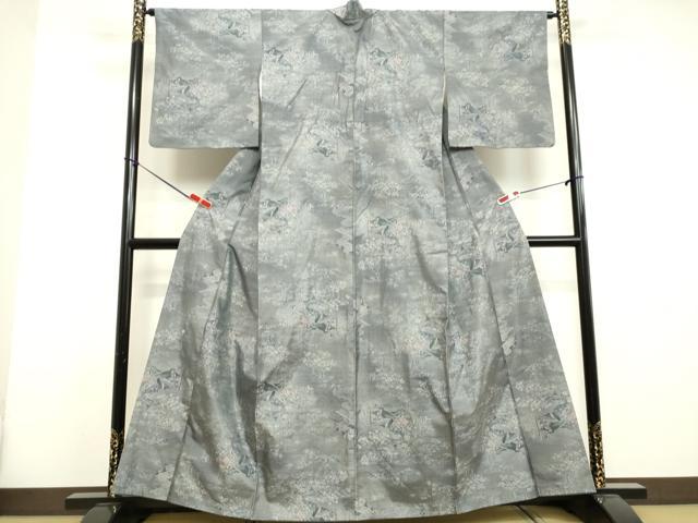 平和屋着物○本場大島紬 7マルキ 枝葉文 正絹 逸品 CAAU9762vf