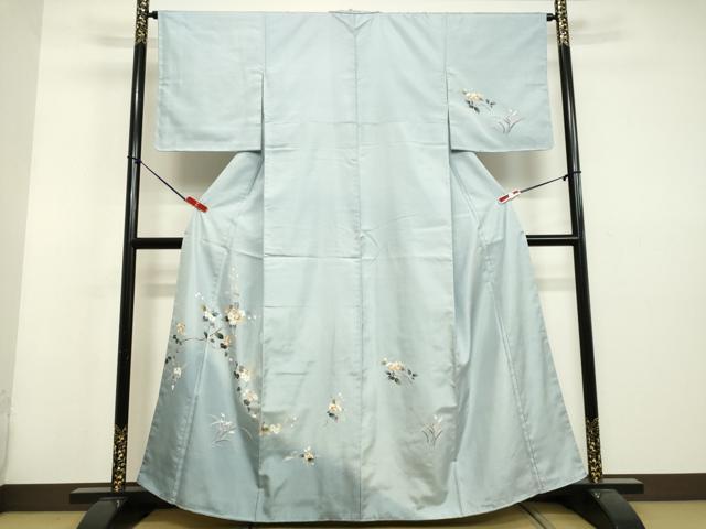 平和屋着物●訪問着　友禅　紬地　草花文　正絹　逸品　未使用　DAAU0756tw